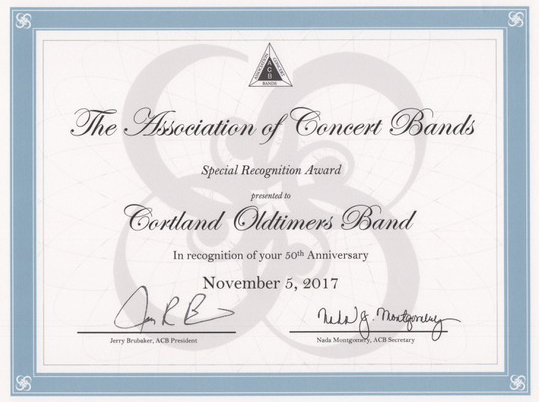Association of Concert Bands Special Recognition Award